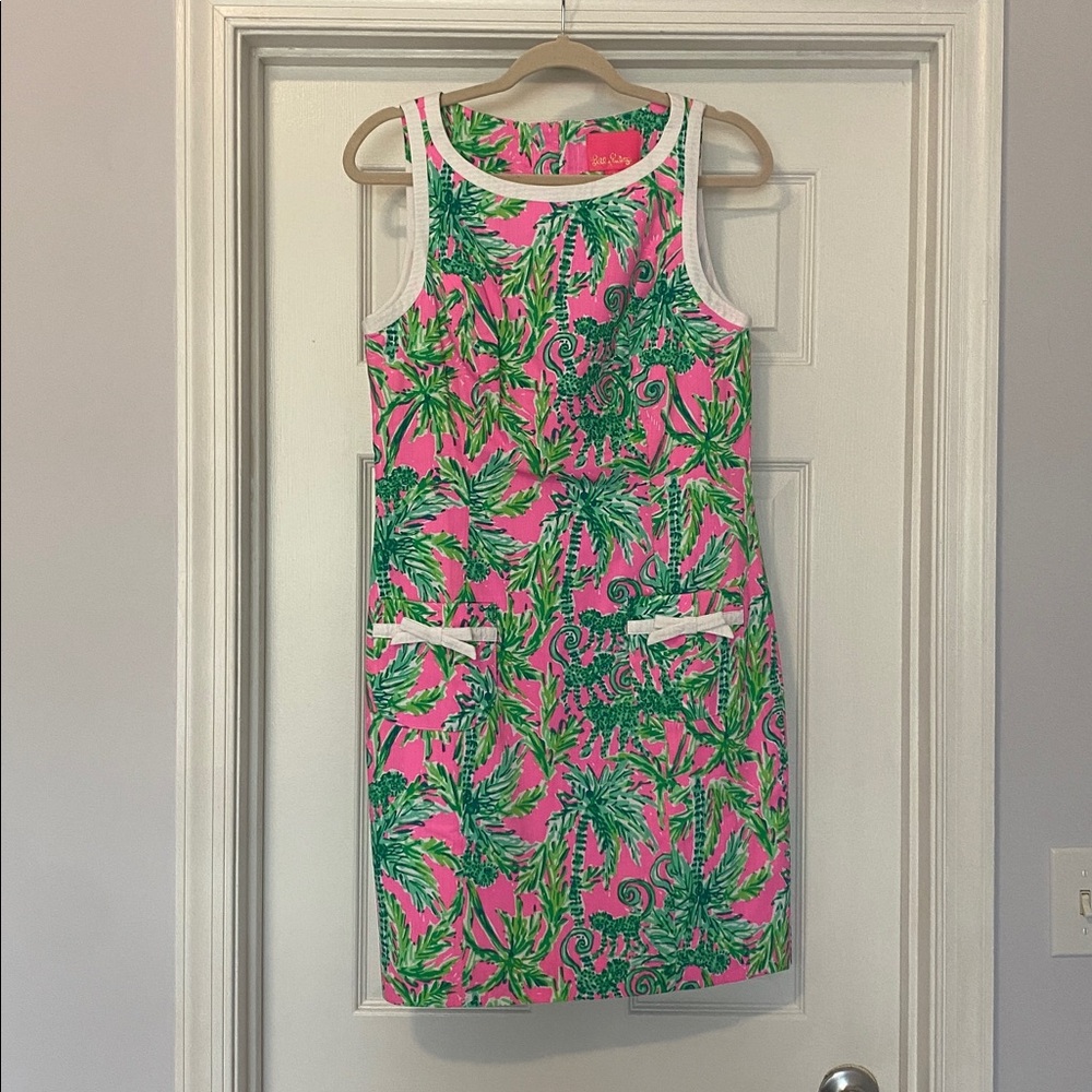 Lilly Pulitzer Pink and Green Leaf Print Dress